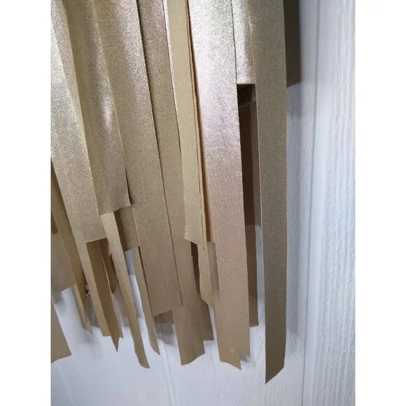 Halston Heritage Halter Dress Womens XS Gold Metallic Fringe Strips Cocktail NWT - Picture 4 of 12